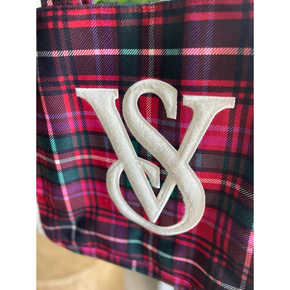 NWOT Victorias Secret Plaid Tote Bag Sherpa Trim - Picture 3 of 10